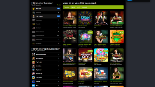 ComeOn live casino