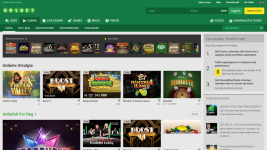 spill odds poker og casino hos unibet