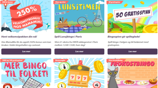 hos mammamia bingo på nett får du bonuser