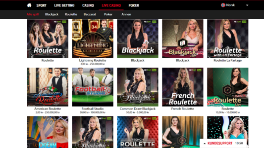 spill live casino hos redbet