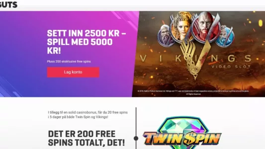 velkomstbonus og andre kampanjer hos guts casino