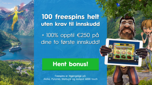 100 freespins uten innskuddskrav hos NorgesCasino