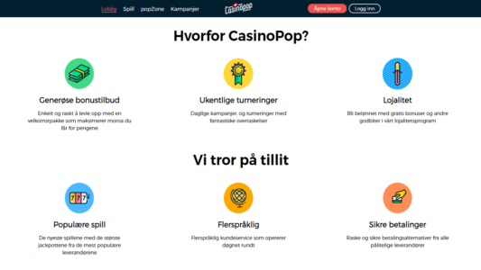 casinopop gir deg bonuser og tilbud