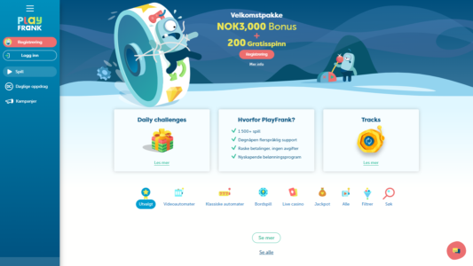 bonuser og kampanjer hos playfrank casino