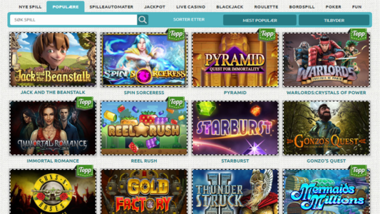 spill gratis hos nettcasinoet spinstation