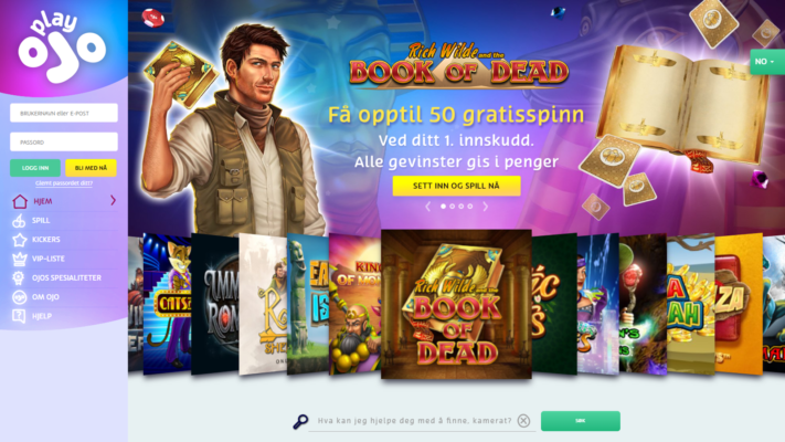 Få 50 gratisspinn hos Playojo casino