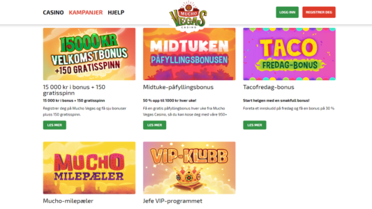 kampanjer og bonuser hos muchovegas casino