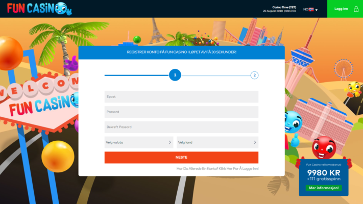 registrer deg og få en god bonus hos funcasino