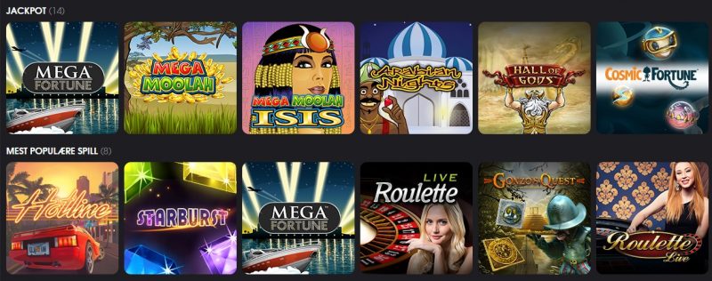LetsBet Casino - Spillutvalg