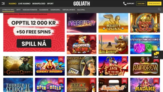 goliath casino har et bra utvalg av casinospill