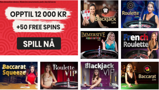 live casino og bordspill hos goliathcasino