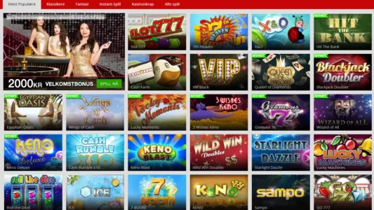stort spillutvalg hos magicred casino
