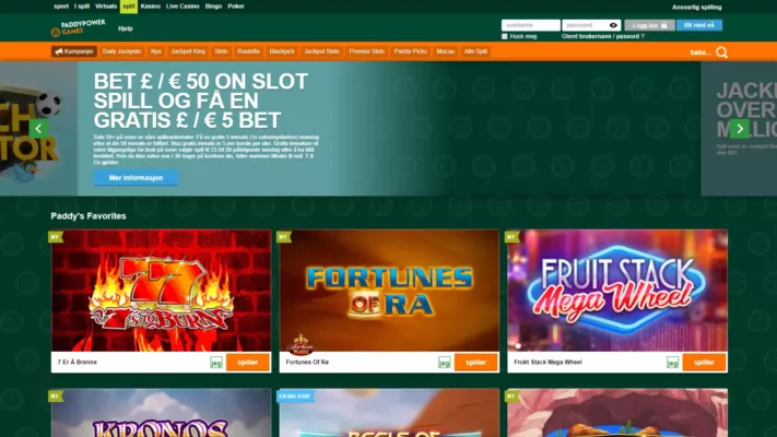 få bonus og tilbud hos paddypower casino