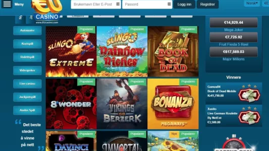 spillutvalg hos eucasino