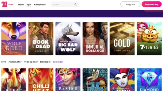 21.com casino skjermbilde