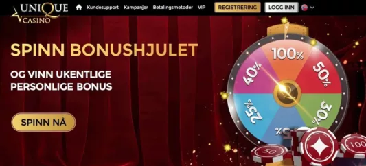 spinn bonushjul hos unique casino