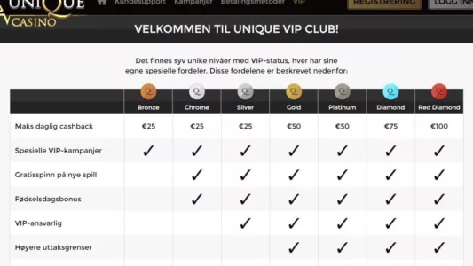 vip program hos unique casino