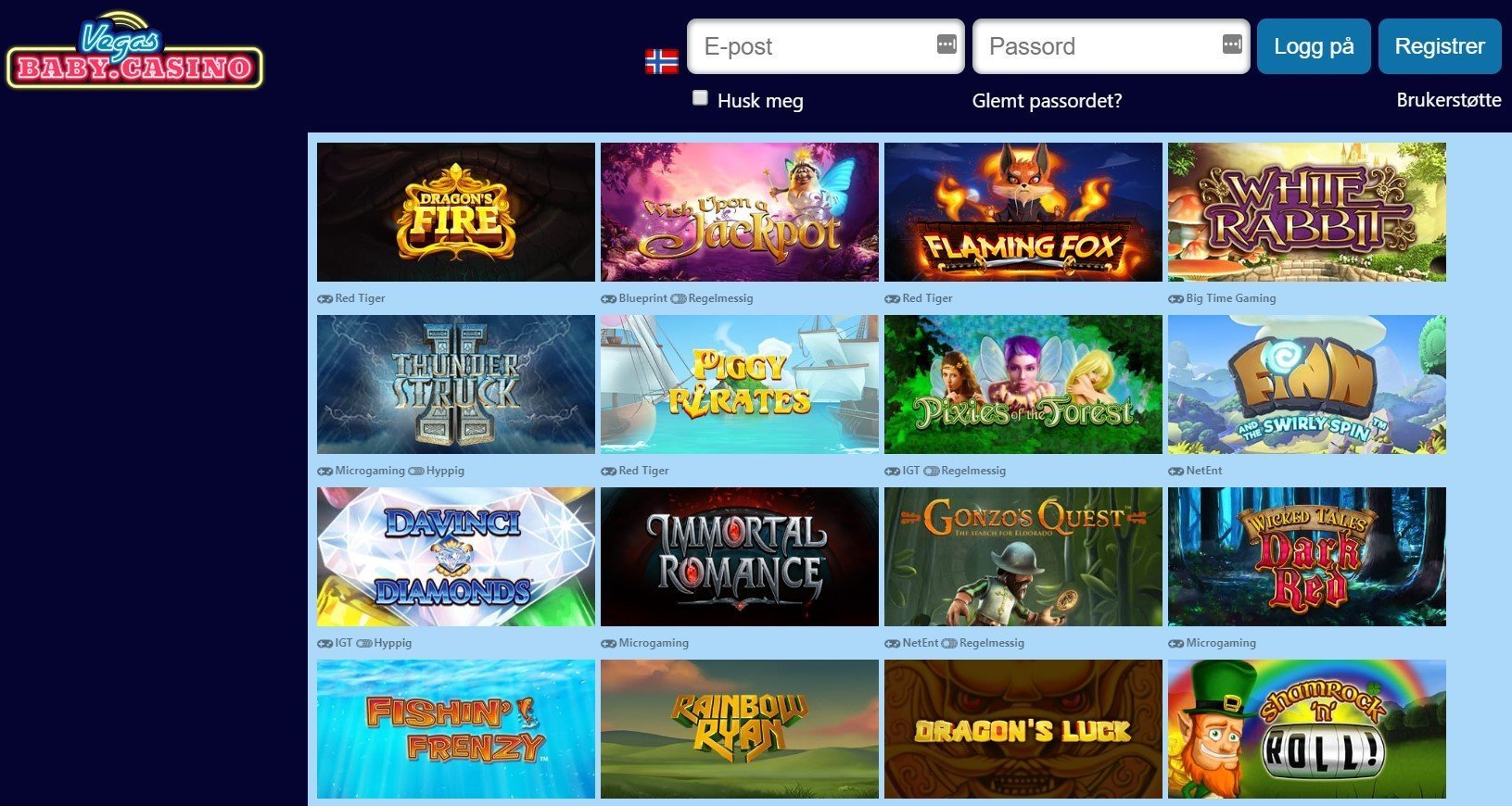 VegasBaby Casino Spilleautomater og casino spill