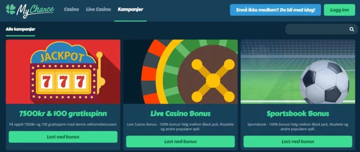 bonuser og kampanjer hos mychance casino