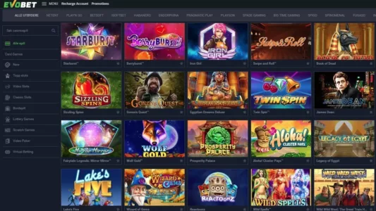 Spillutvalg hos evobet casino