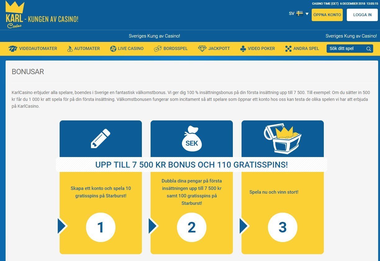 Bonuser hos Karl Casino