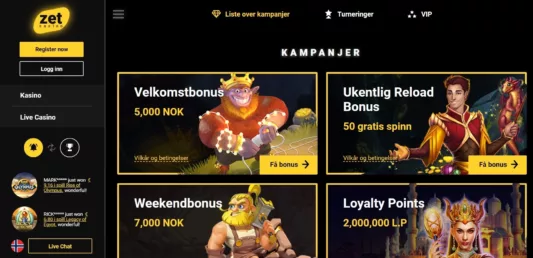 Kampanjer hos ZetCasino