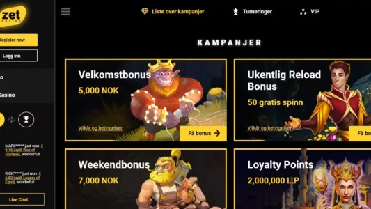Kampanjer hos ZetCasino