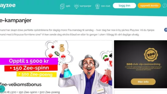 Skjermbilde Playzee Casino kampanjer