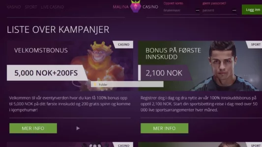 kampanjer hos Malina Casino