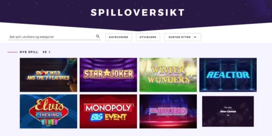 Bra utvalg av spill hos Slot Planet Casino