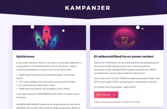 Kampanjer hos Slot Planet Casino