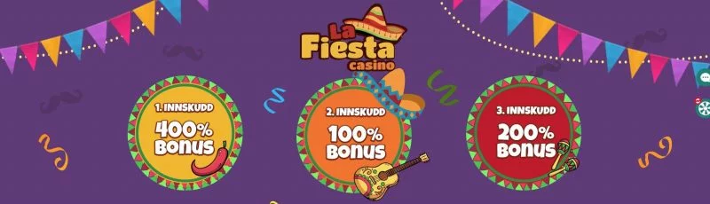 Du får en stor velkomstbonus hos La Fiesta Casino