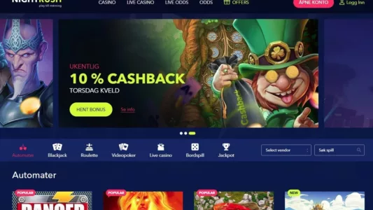 Nightrush Casino Skjermbilde Lobby
