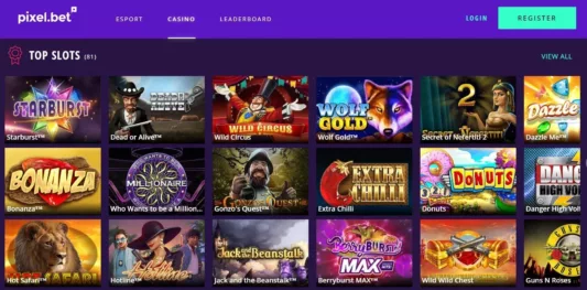 Pixel.bet Casino Skjermbilde av spillutvalg