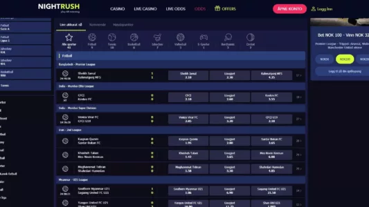 Spill odds hos NightRush Casino