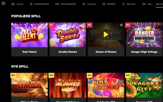 Spillutvalg hos Hyper Casino