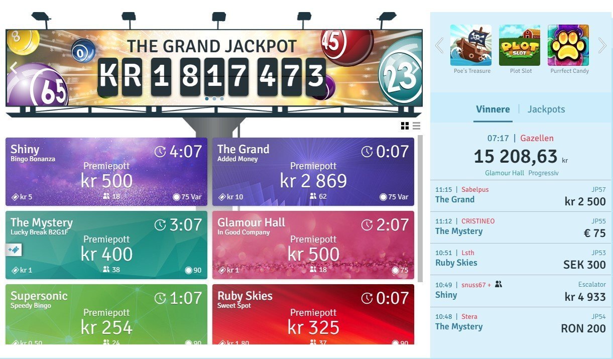 Stort utvalg av bingo