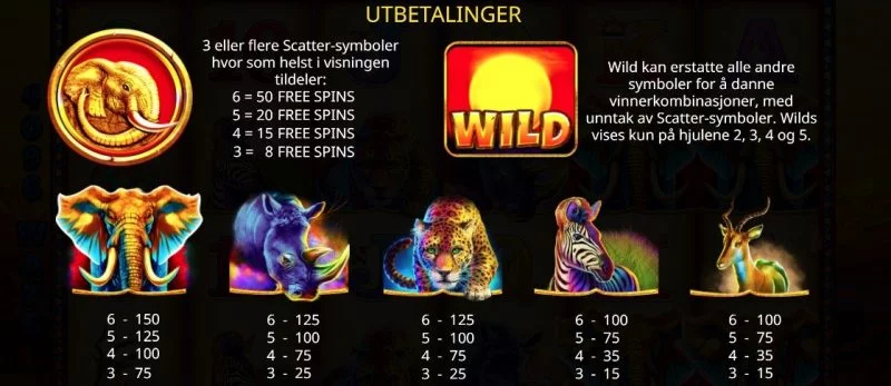 Utbetalinger i Jumbo Stampede Spilleautomat