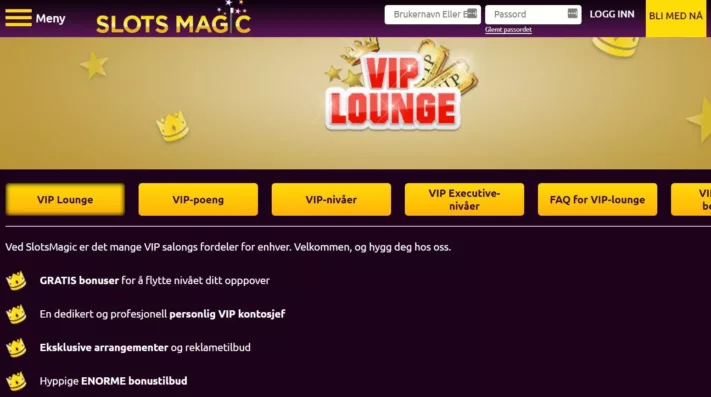 VIP program hos Slots magic casino