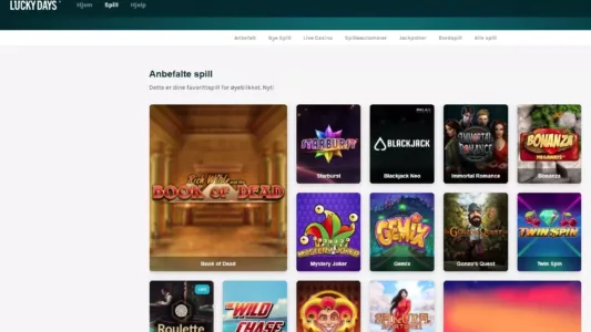 lucky days casino spillutvalg