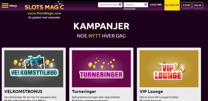 nye kampanjer hver dag hos slots magic casino