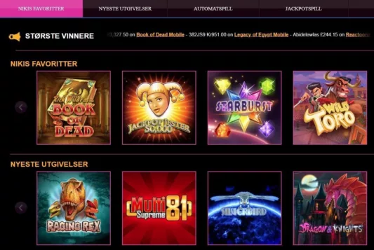 spill med bonus hos lucky niki casino