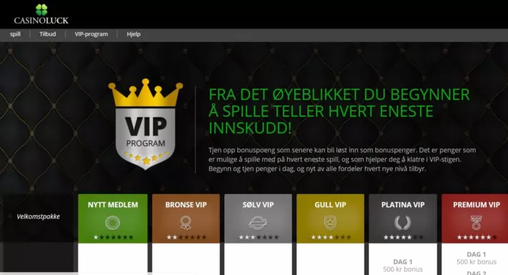 casinoluck har et bra vip-program