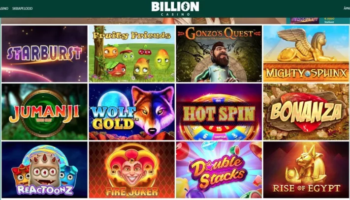 spillutvalg billion casino