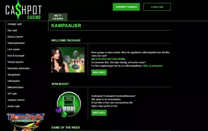 bonuser hos cashpot casino