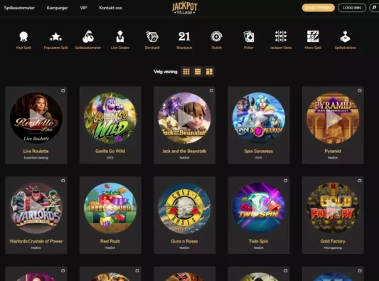 spillutvalg hos jackpot village casino