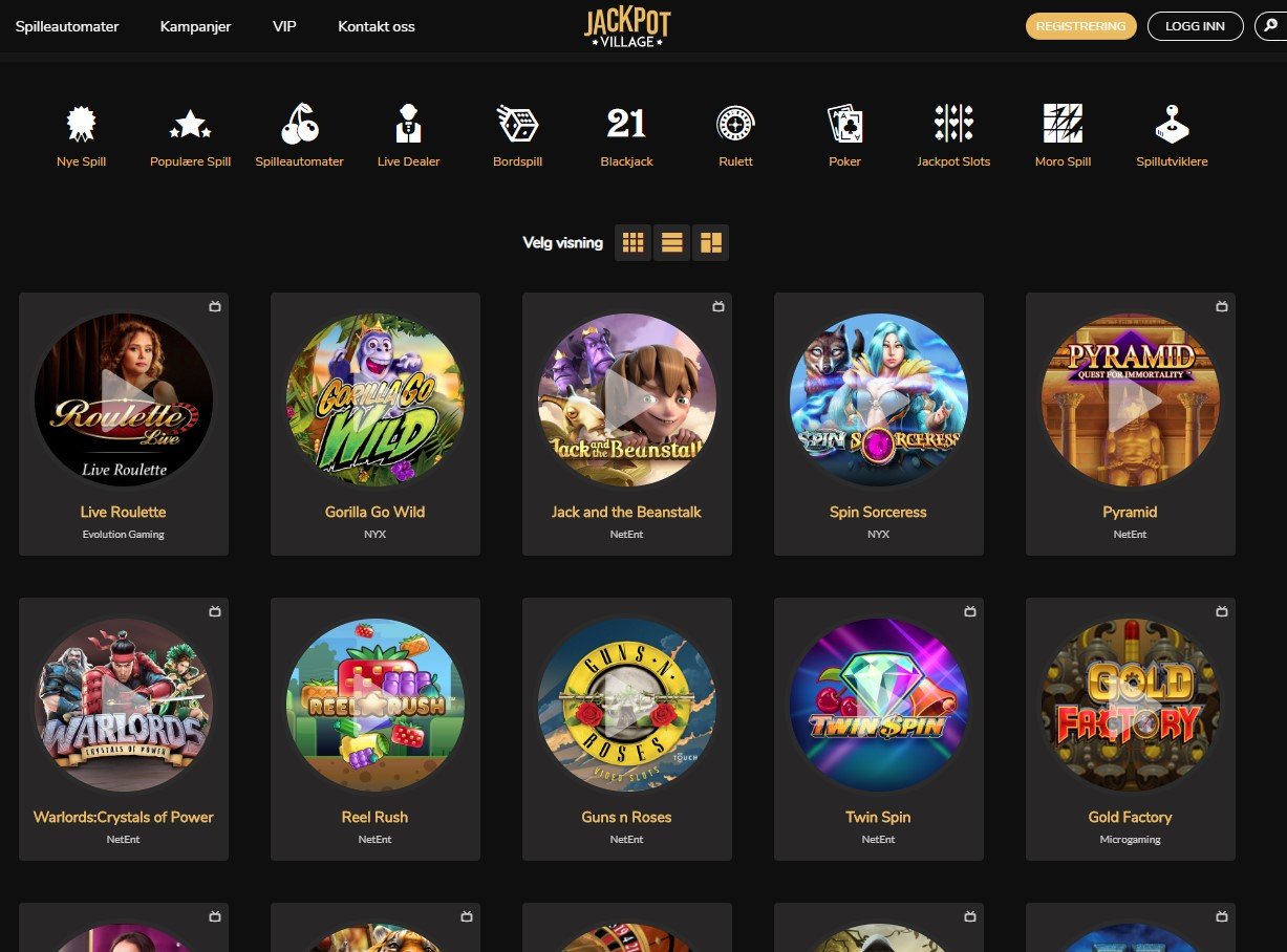 spillutvalg hos jackpot village casino