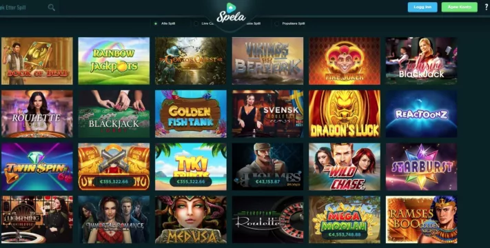 spillutvalg hos spela casino