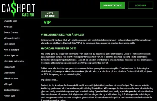 vip program cashpot casino