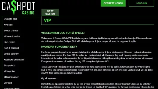 vip program cashpot casino